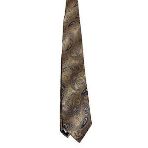 Vintage Wemlon by Wembley Neck Tie Mens Brown Paisley Pattern Wash & Wear Tie